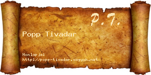 Popp Tivadar névjegykártya